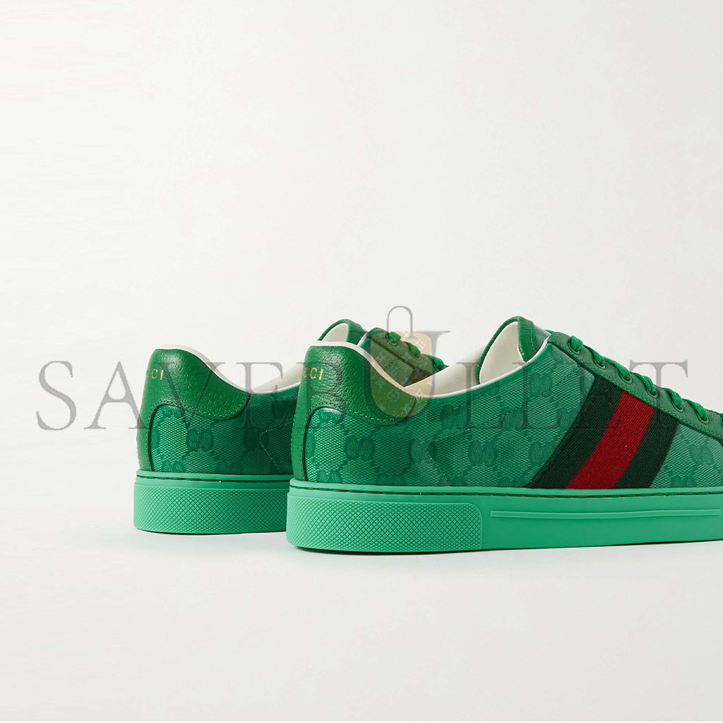 GUCCI ACE MONOGRAMMED LEATHER-TRIMMED COATED-CANVAS SNEAKERS 576963